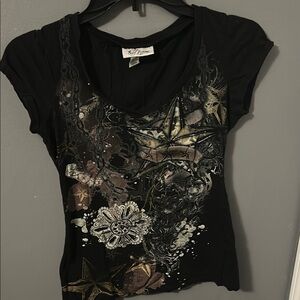 Self Esteem Women's Black Graphic Top